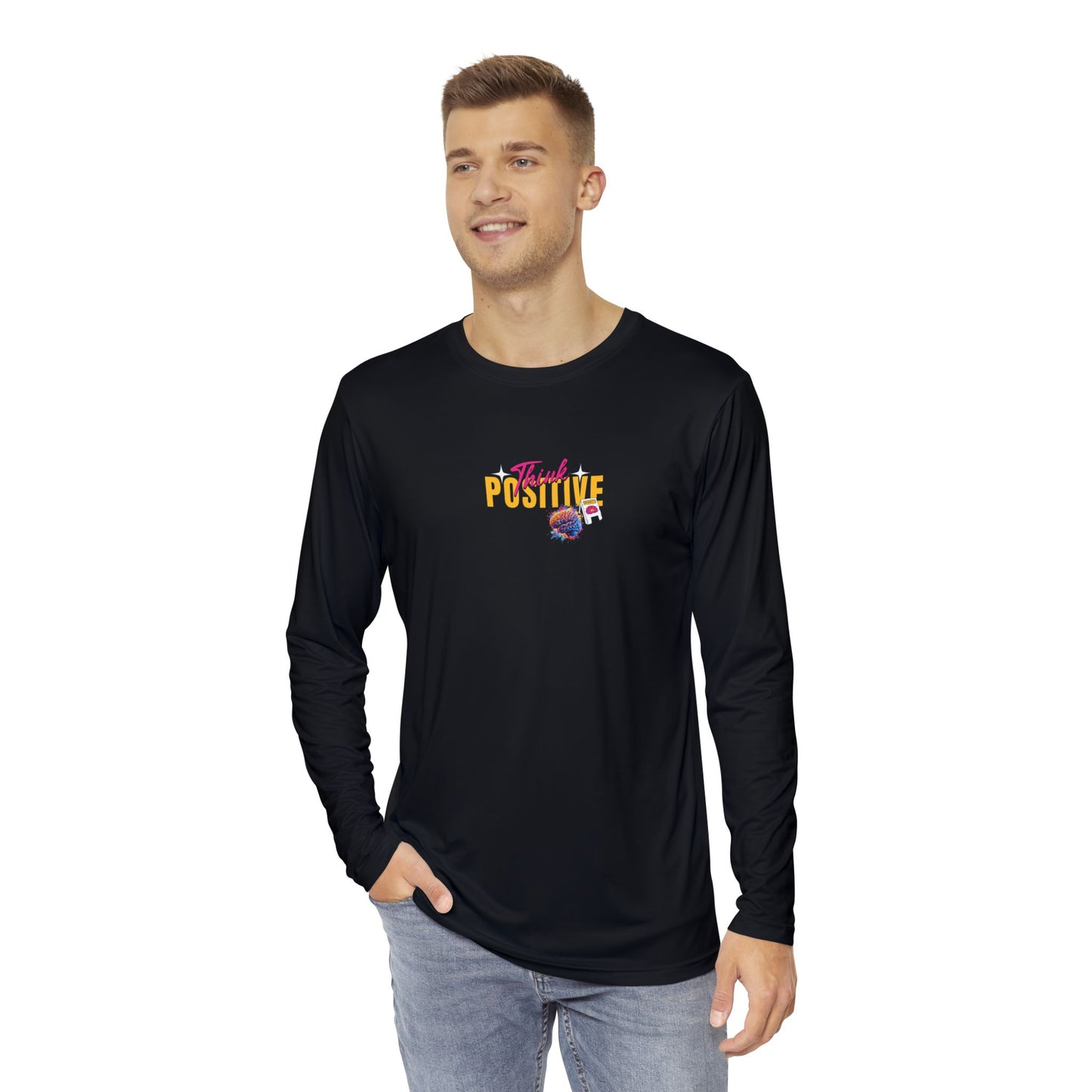 Men's Long Sleeve Shirt - "Think Positive" Motivational Tee for Everyday Inspiration