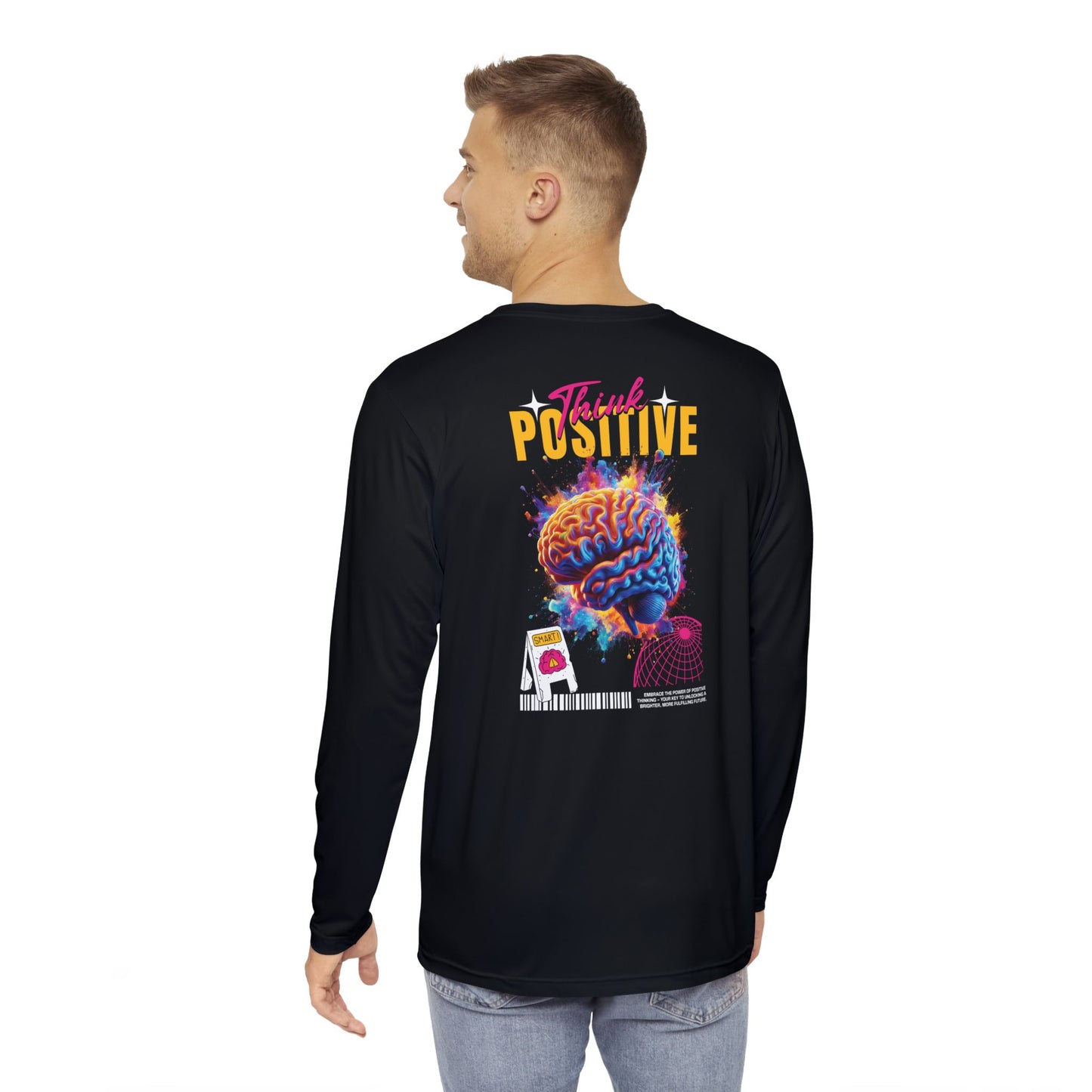 Men's Long Sleeve Shirt - "Think Positive" Motivational Tee for Everyday Inspiration