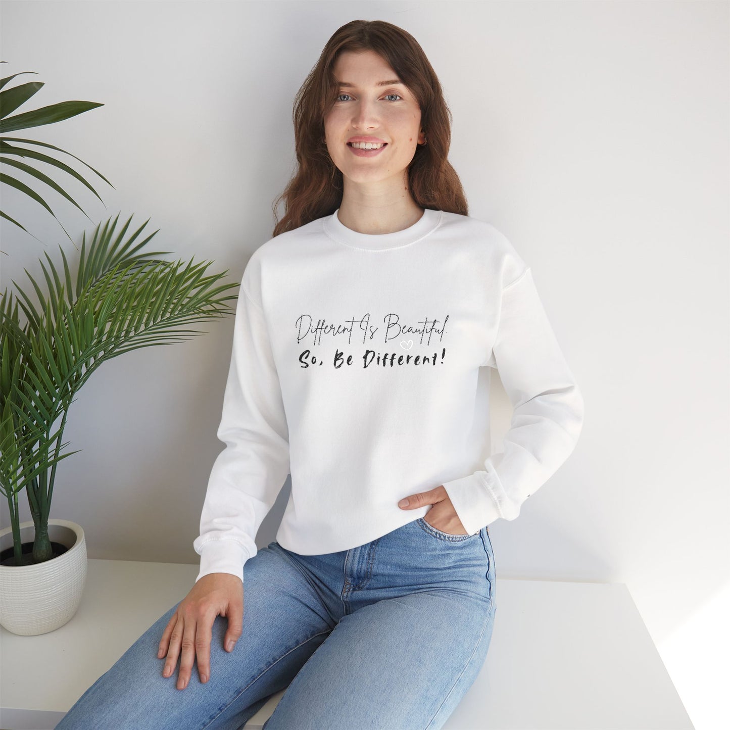 Different Is Beautiful! So, Be Different! — Embroidered Crewneck Sweatshirt
